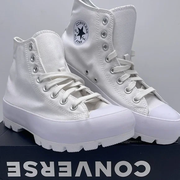 Converse WMNS CTAS LUGGED HI WHITE/BLACK/WHITE 565902C Platforms Sneakers - Picture 4 of 16